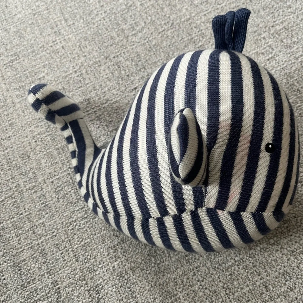 Jellycat Navy and White Striped Whale Plush - Picture 3 of 4